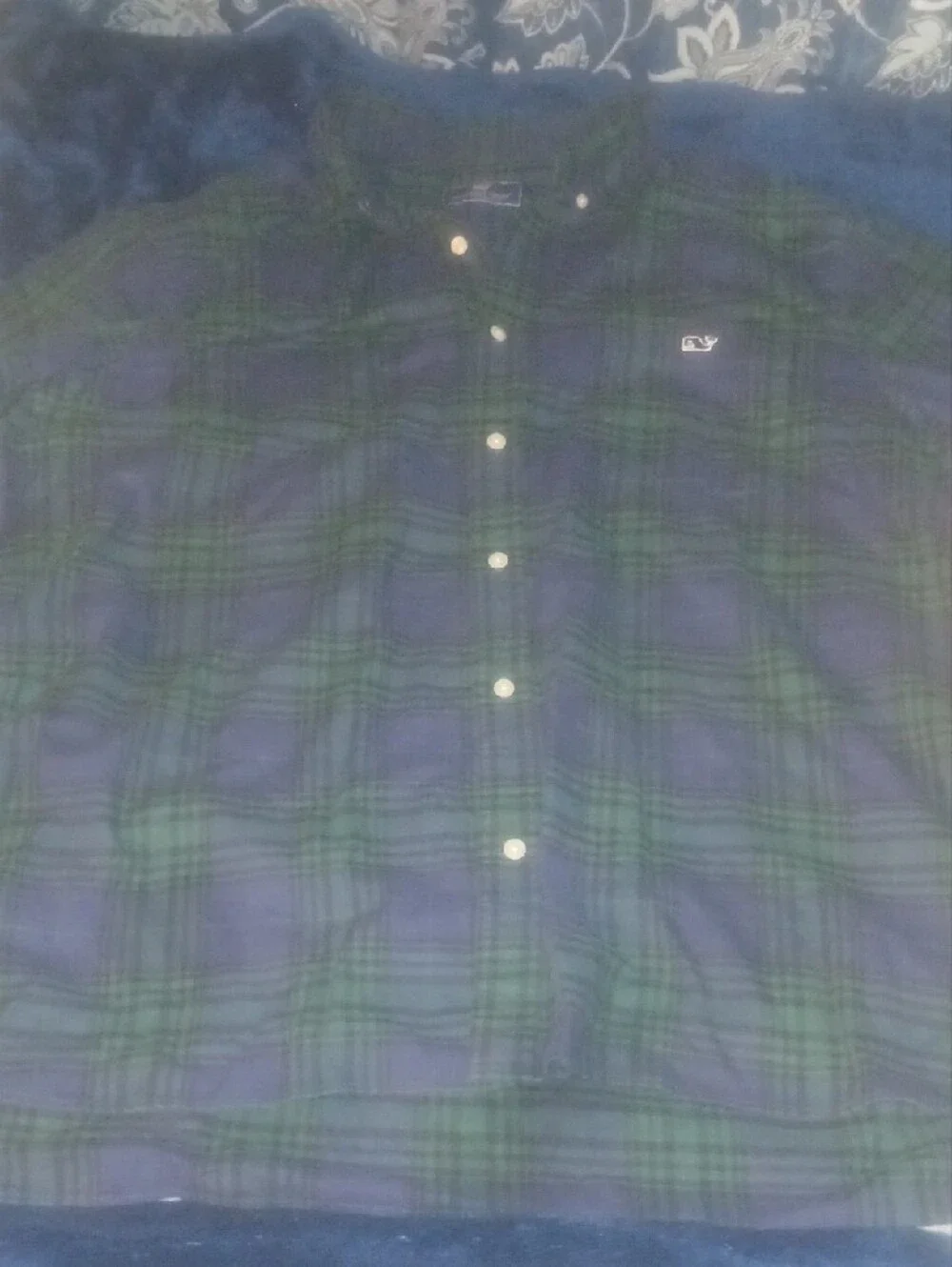 Vineyard Vines Green and Navy Plaid Button-Down Shirt